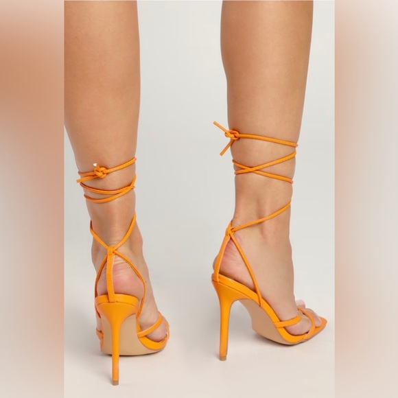 Lulu’s Simonee Orange Lace-Up High Heel Sandals * worn once * size 6 - Picture 7 of 7